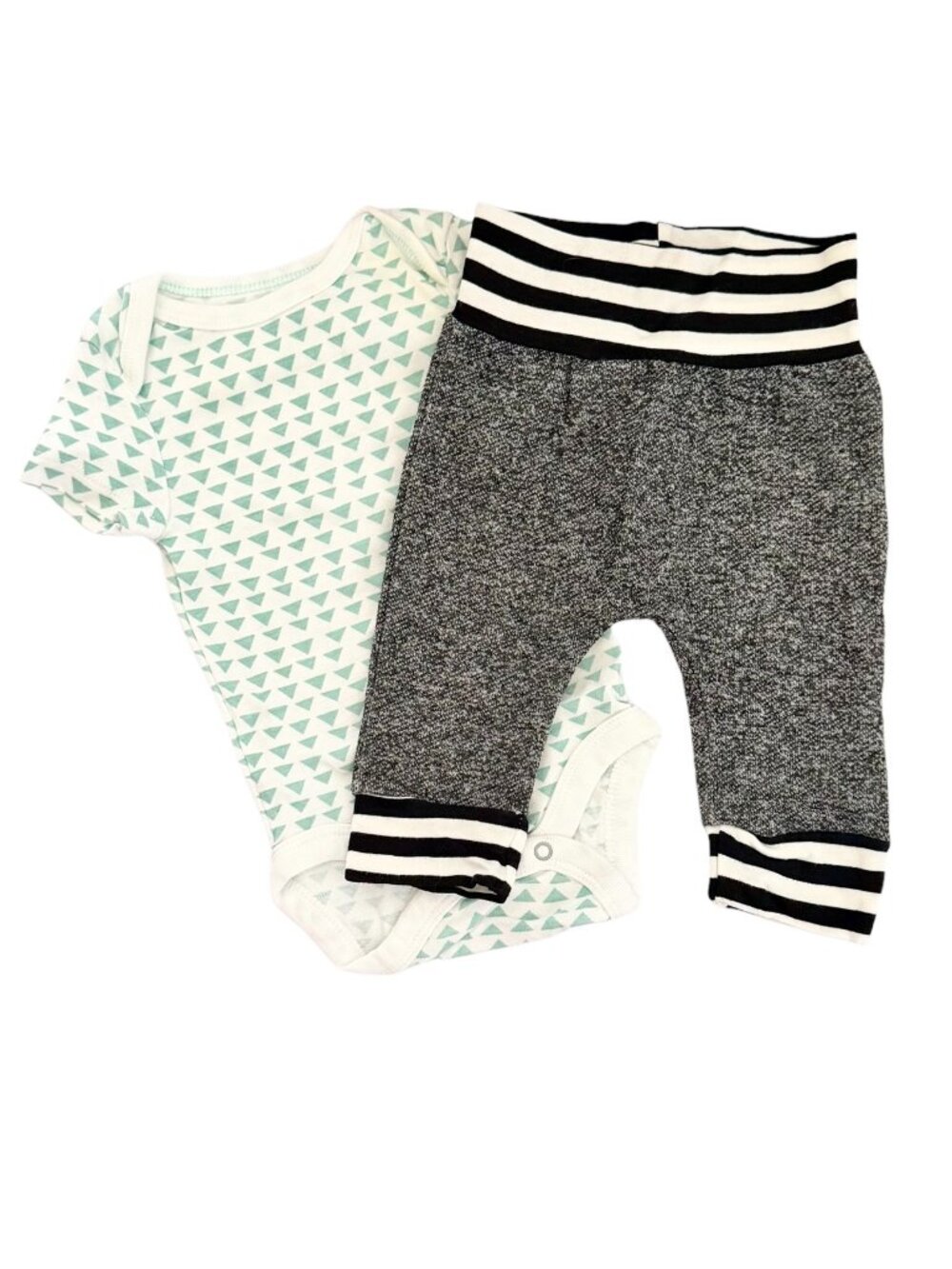 Gray and Mint Baby Outfit Set - 0-3 Months
